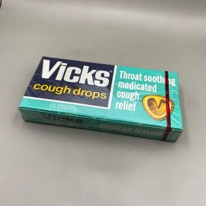 Vintage Vicks Medicated Cough Drops Regular Flavor 15 Count Factory Sealed Box